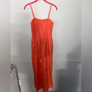 Coral Smocked Jumpsuit